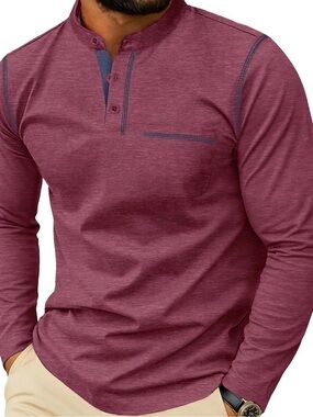 NWT Sailwind Men’s Long Sleeve Henley Shirt XL Dark Red Men’s Shirt